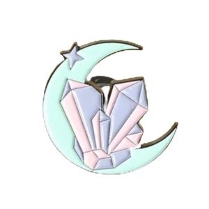 Mint Crescent Moon & Lavender Crystals Flair Pin